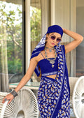 Blue Pure Cotton Hand Block Print Sarees Saree With Blouse Piece