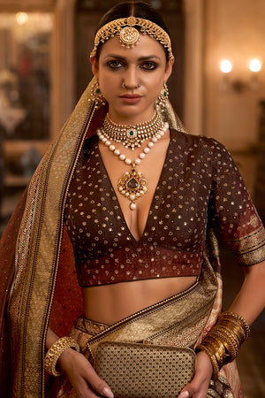 Dark Brown Silk Lehenga Choli
