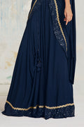 Blue Lycra  Saree With Stitched Blouse