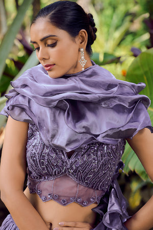 Blue Fancy Silk Lehenga Set