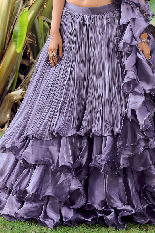 Blue Fancy Silk Lehenga Set