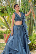Blue Fancy Silk Lehenga Set