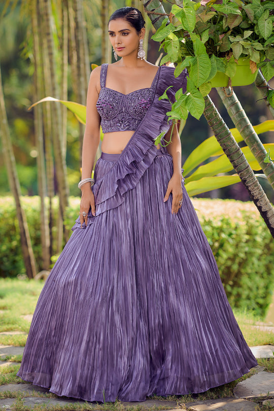 Mauve Fancy Silk Lehenga Set