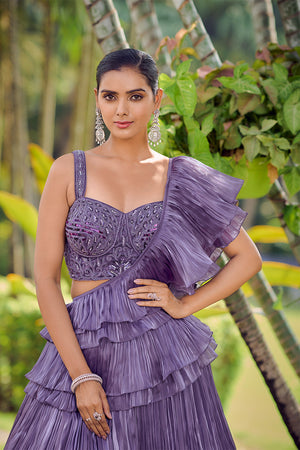 Mauve Fancy Silk Lehenga Set