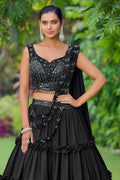 Black Fancy Silk Lehenga Set