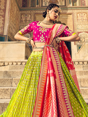 Pink And Green Lehenga Choli