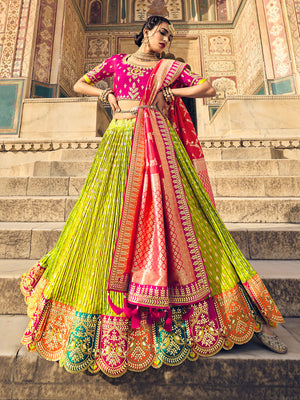 Pink And Green Lehenga Choli