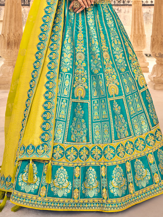 Blue And Yellow Lehenga Choli