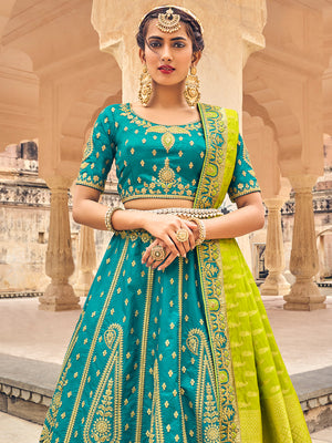 Blue And Yellow Lehenga Choli