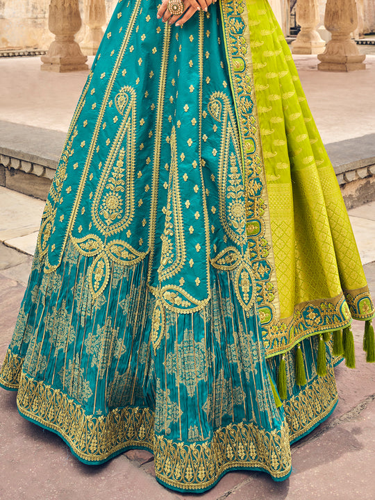 Blue And Yellow Lehenga Choli