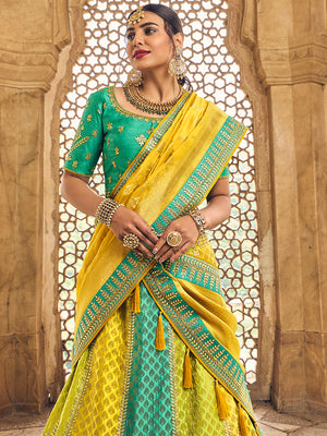 Green And Yellow Lehenga Choli