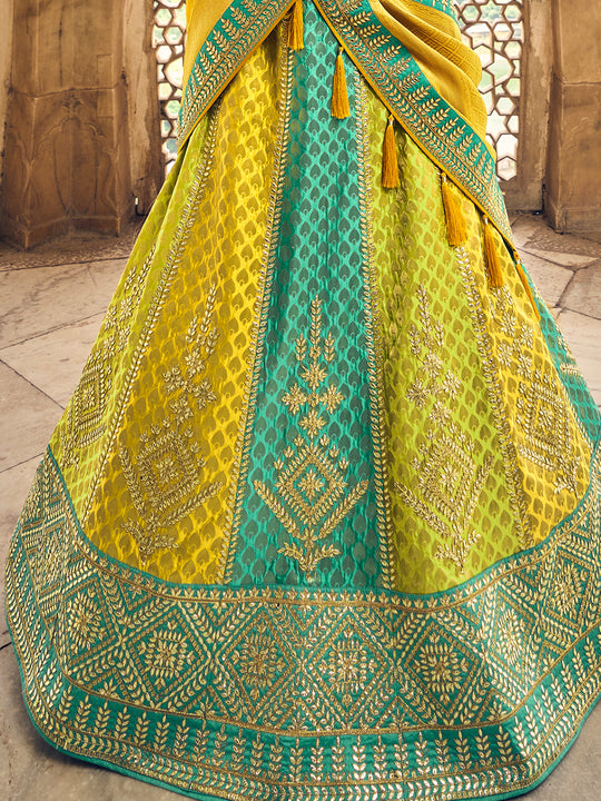 Green And Yellow Lehenga Choli
