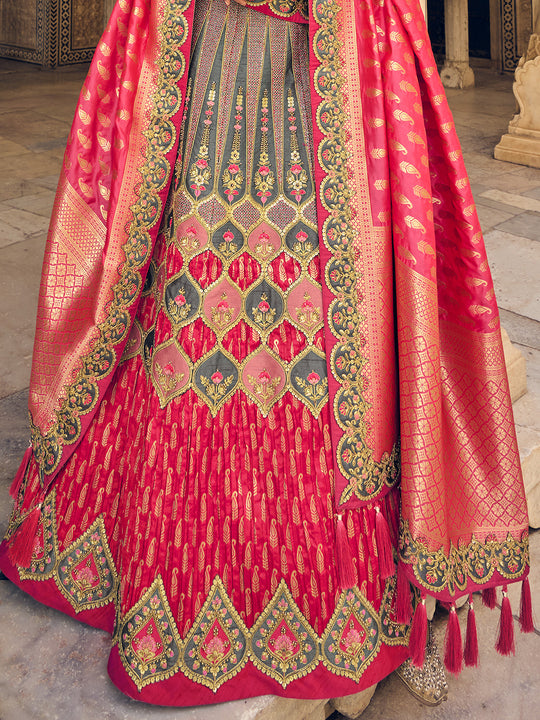 Grey And Pink Lehenga Choli