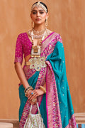 Cyan Blue Patola Saree