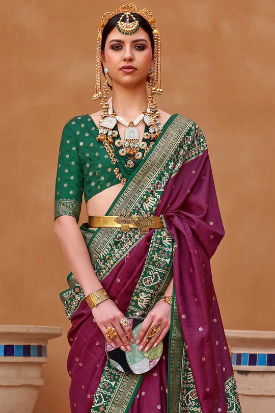 Berry Violet Patola Saree