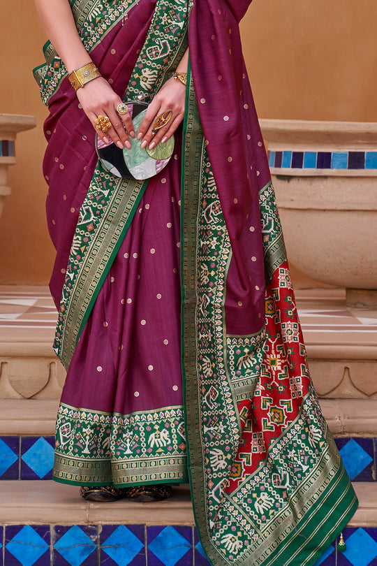 Berry Violet Patola Saree