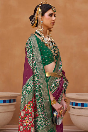 Berry Violet Patola Saree