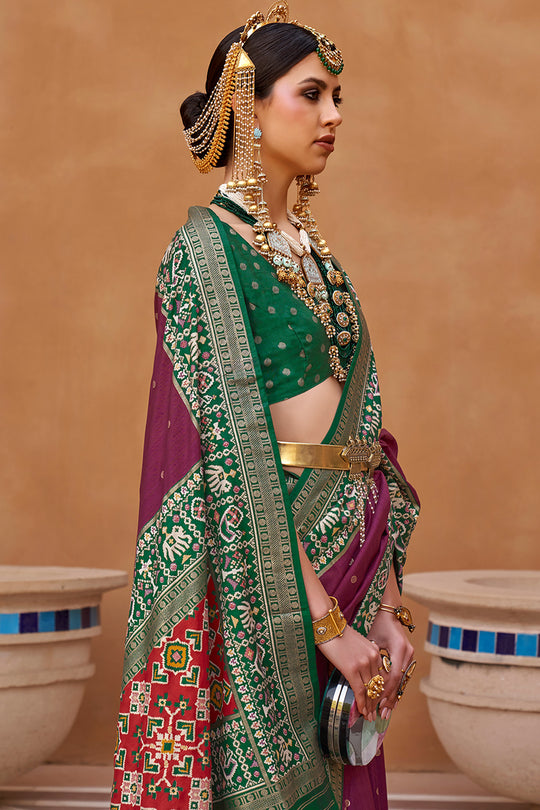 Berry Violet Patola Saree