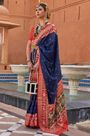 Navy Blue Patola Saree