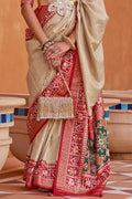 Tan Beige Patola Saree