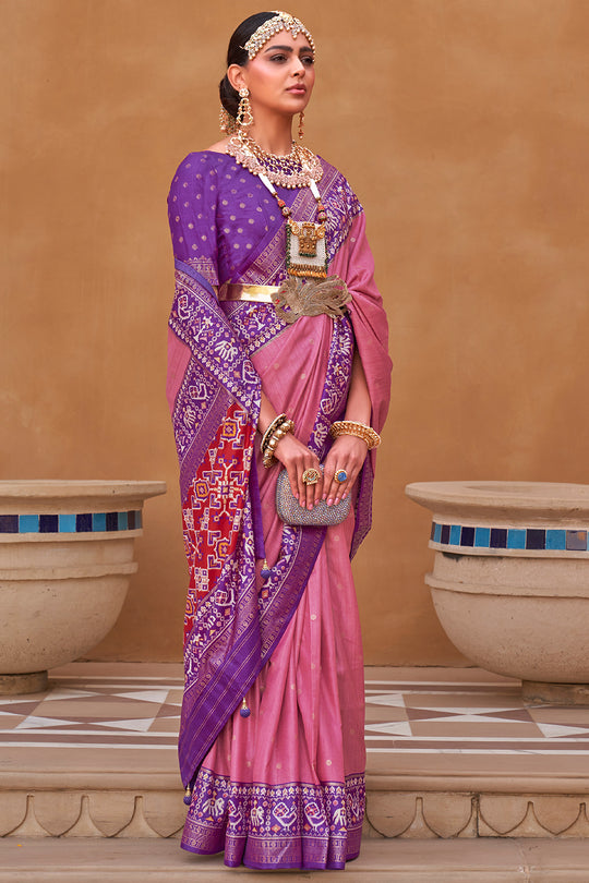 Flamingo Pink Patola Saree
