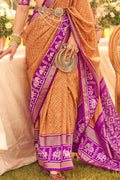 Orange & Purple Silk Saree With Blouse Piece