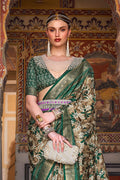 Karagiri William Green Printed Patola Silk Saree With Blouse Piece