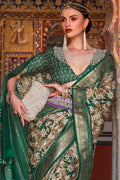 Karagiri William Green Printed Patola Silk Saree With Blouse Piece