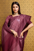 Purple Tussar Silk Saree With Blouse Piece