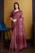 Purple Tussar Silk Saree With Blouse Piece