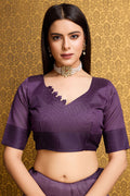 Purple Tussar Silk Saree With Blouse Piece