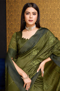 Green Tussar Silk Saree With Blouse Piece