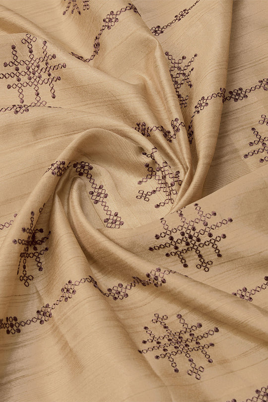 Beige Tussar Silk Saree With Blouse Piece