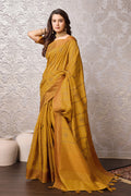 Yellow Tussar Silk Saree With Blouse Piece