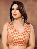 Cream Georgette Ready to Wear Saree With Blouse Piece