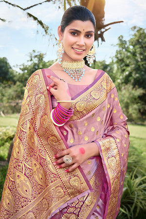 Purple Stain Silk Saree With Blouse Piece