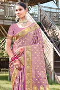 Purple Stain Silk Saree With Blouse Piece