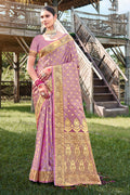 Purple Stain Silk Saree With Blouse Piece