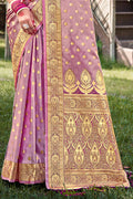 Purple Stain Silk Saree With Blouse Piece