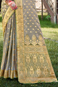 Grey Stain Silk Saree With Blouse Piece