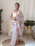Grey Organza Saree With Blouse Piece