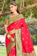 Pink Silk Saree With Blouse Piece