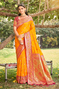 Mustard Silk Saree With Blouse Piece