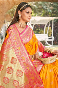 Mustard Silk Saree With Blouse Piece