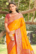 Mustard Silk Saree With Blouse Piece