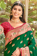 Green Silk Saree With Blouse Piece