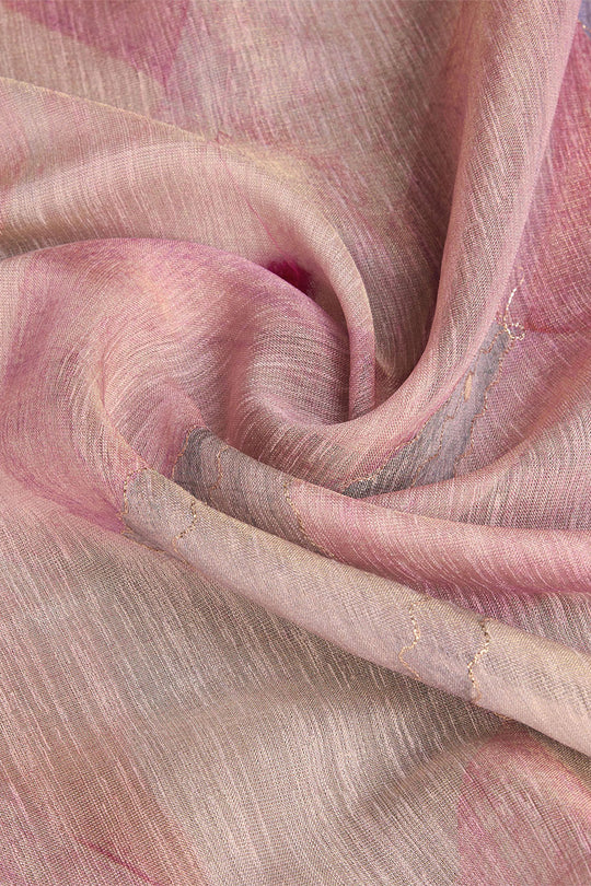 Pink Linen Silk Saree With Blouse Piece
