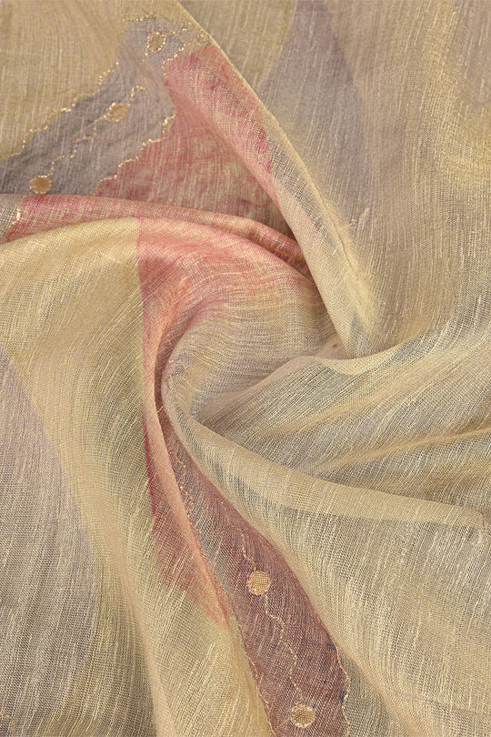 Beige Linen Silk Saree With Blouse Piece