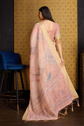 Pink Organza Silk Saree With Blouse Piece