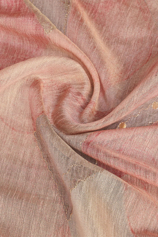 Pink Linen Silk Saree With Blouse Piece